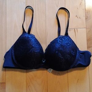 Navy Laura Ashley Lace Push Up Bra